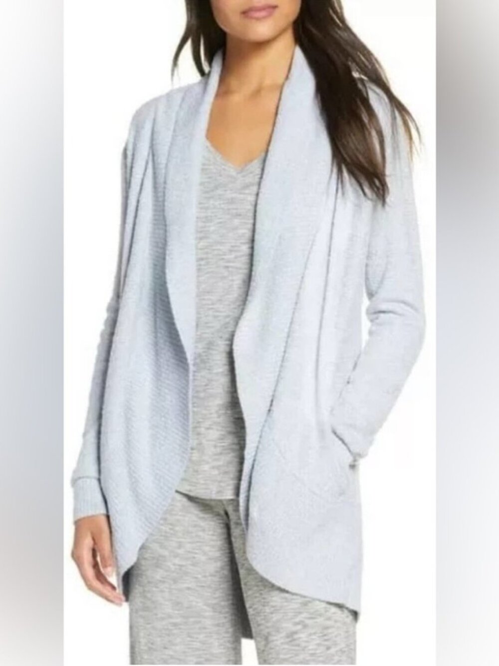Barefoot Dreams CozyChic Lite® Circle Cardi Size M Pale Icy Blue